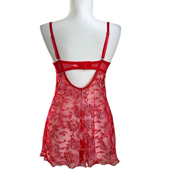 Vintage Y2K Babydoll Lace Sheer Top Bra 36C L Mesh Coquette Whimsigoth - Picture 3 of 11